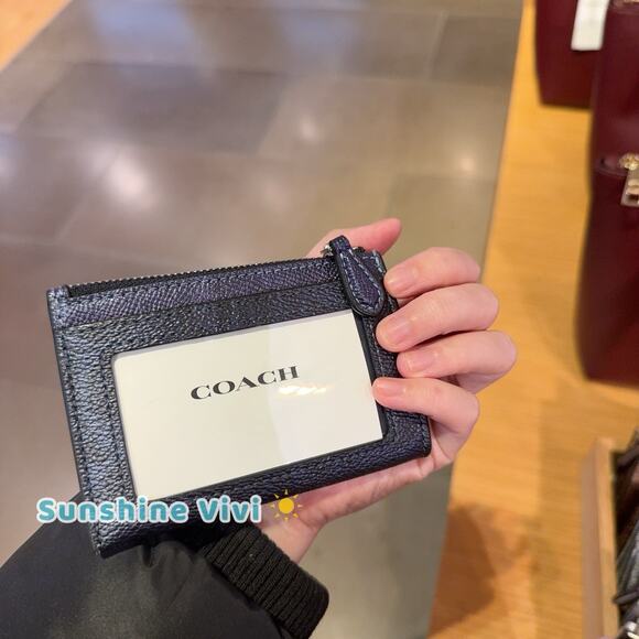 NWT Coach Mini Skinny Id Case In Signature Canvas CCS50 Navy Blue - Picture 4 of 7